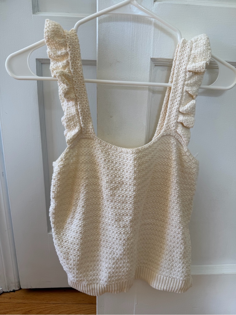 Madewell Cream Ruffle Strap Knit Tank